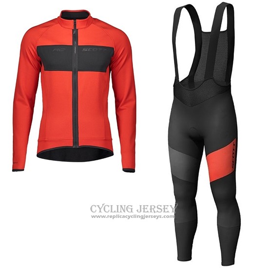 2019 Cycling Jersey Scott Rc Ff Red Black Long Sleeve And Bib Tight